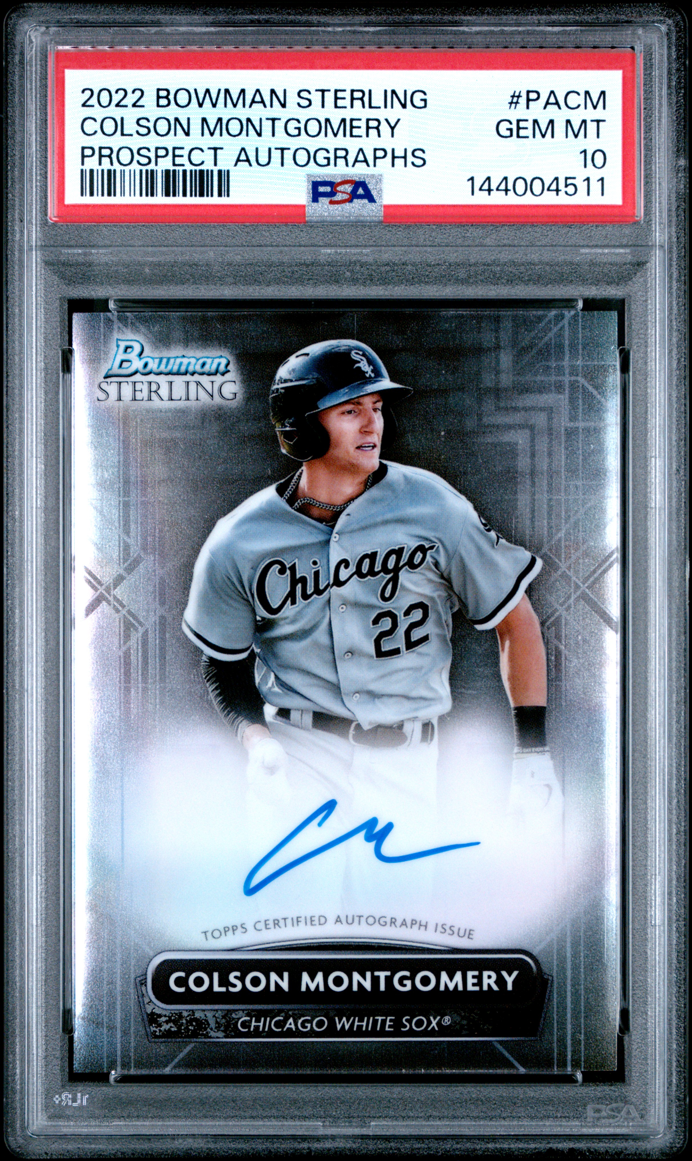 2022 Bowman Sterling Prospect Autographs Colson Montgomery #PACM PSA 10