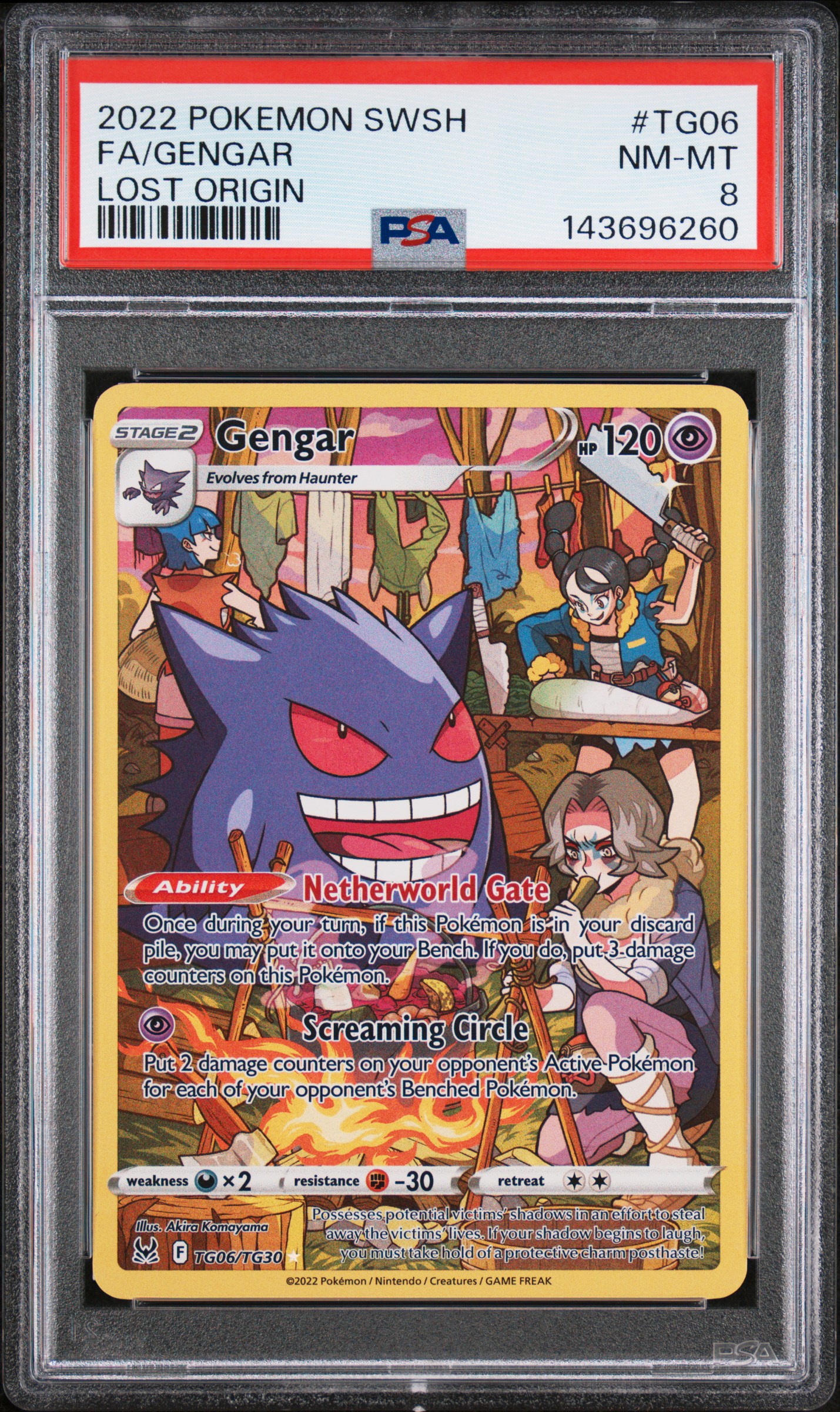 2022 #Tg06 Full Art/Gengar PSA 8 Sword & Shield Lost Origin Pokemon