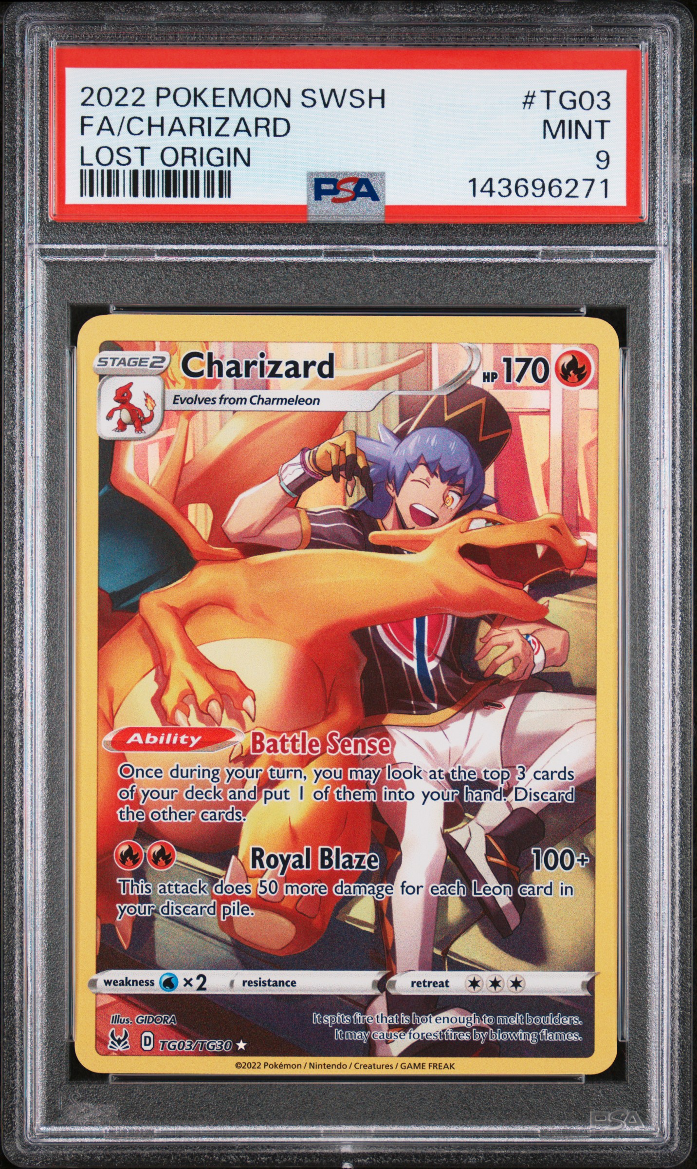 2022 #TG03 Full Art/Charizard PSA 9 Sword & Shield Lost Origin Pokemon