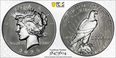 2025-S $1 Peace Dollar Rev PR Two-Coin Reverse Proof Set PR69