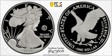 2025-S $1 Silver Eagle w/ U.S. Navy Privy 250th Anniversary PR70DCAM