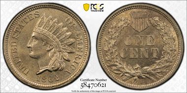 1862 1C MS65+ 