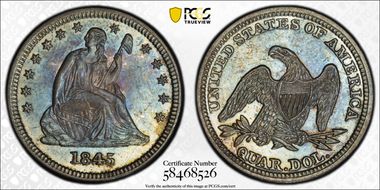 1845 25C MS64+ 