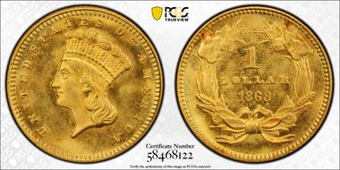 1868 G$1 MS66+