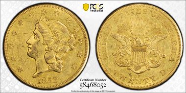 1853-O $20 AU53