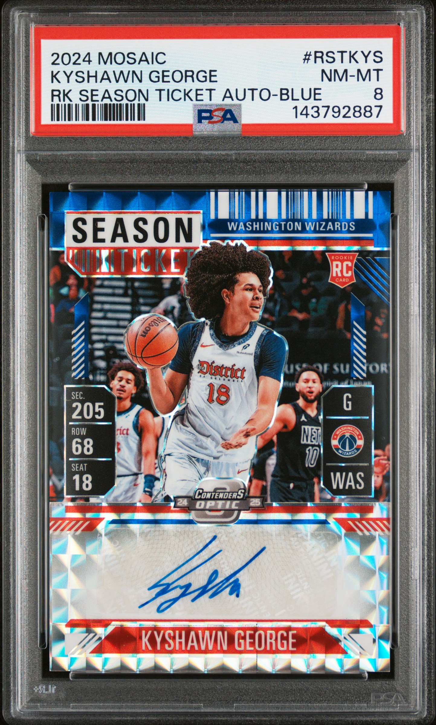 2024 #RSTKYS Kyshawn George PSA 8 Panini Mosaic Rookie Season Ticket Autographs