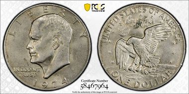 1974-S $1 Silver AU58