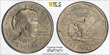 1980-P SBA$1 AU58