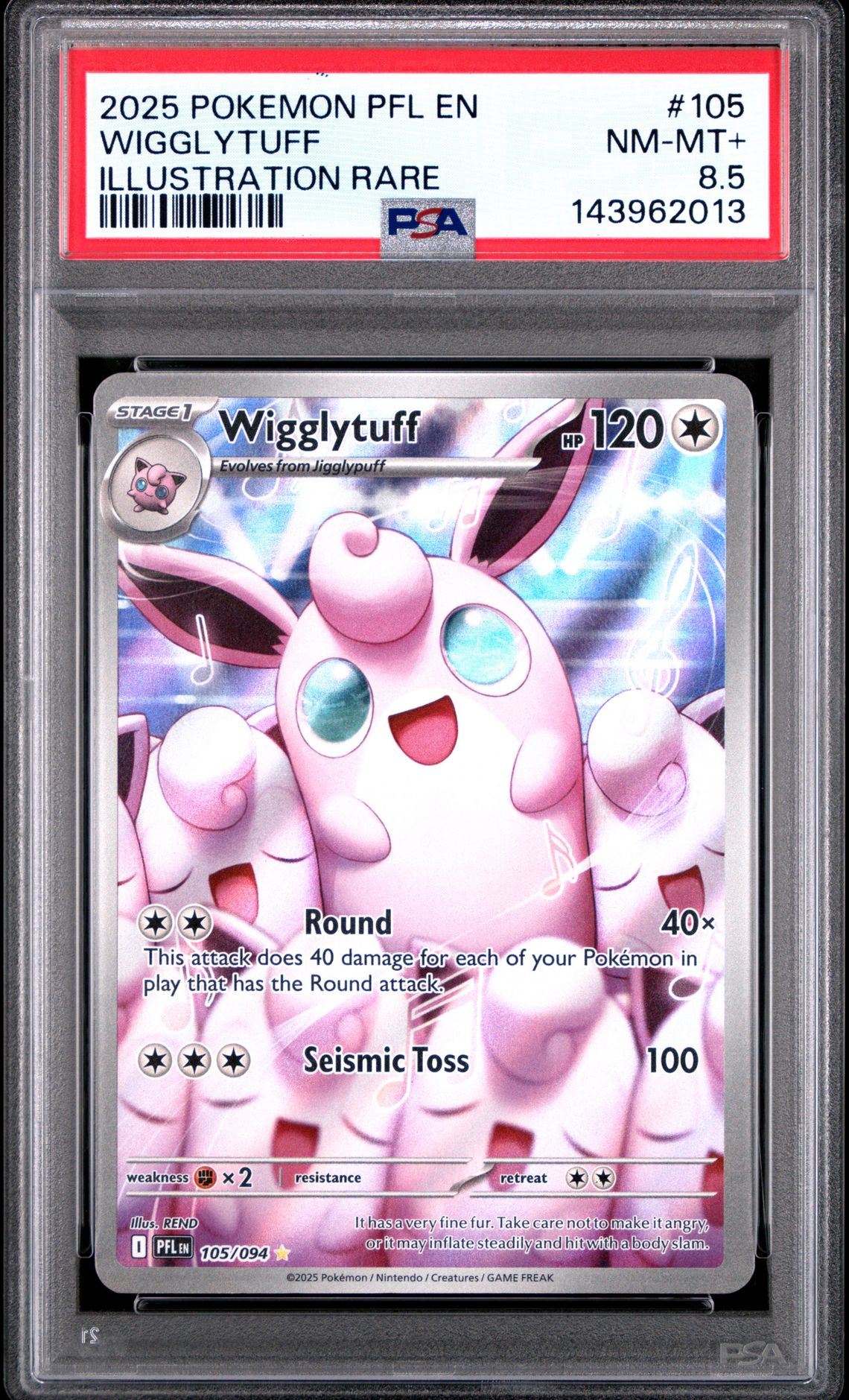 2025 Pokemon POKEMON PFL EN-PHANTASMAL FLAMES ILLUSTRATION RARE #105 Wigglytuff front