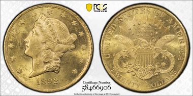 1892-CC $20 MS62