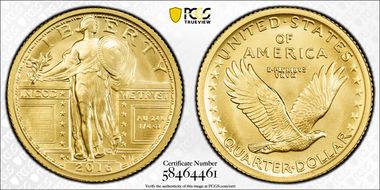 2016-W 25C 100th Anniversary Gold SP70