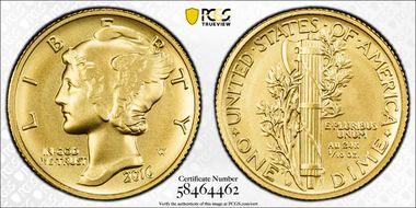 2016-W 10C 100th Anniversary Gold SP69