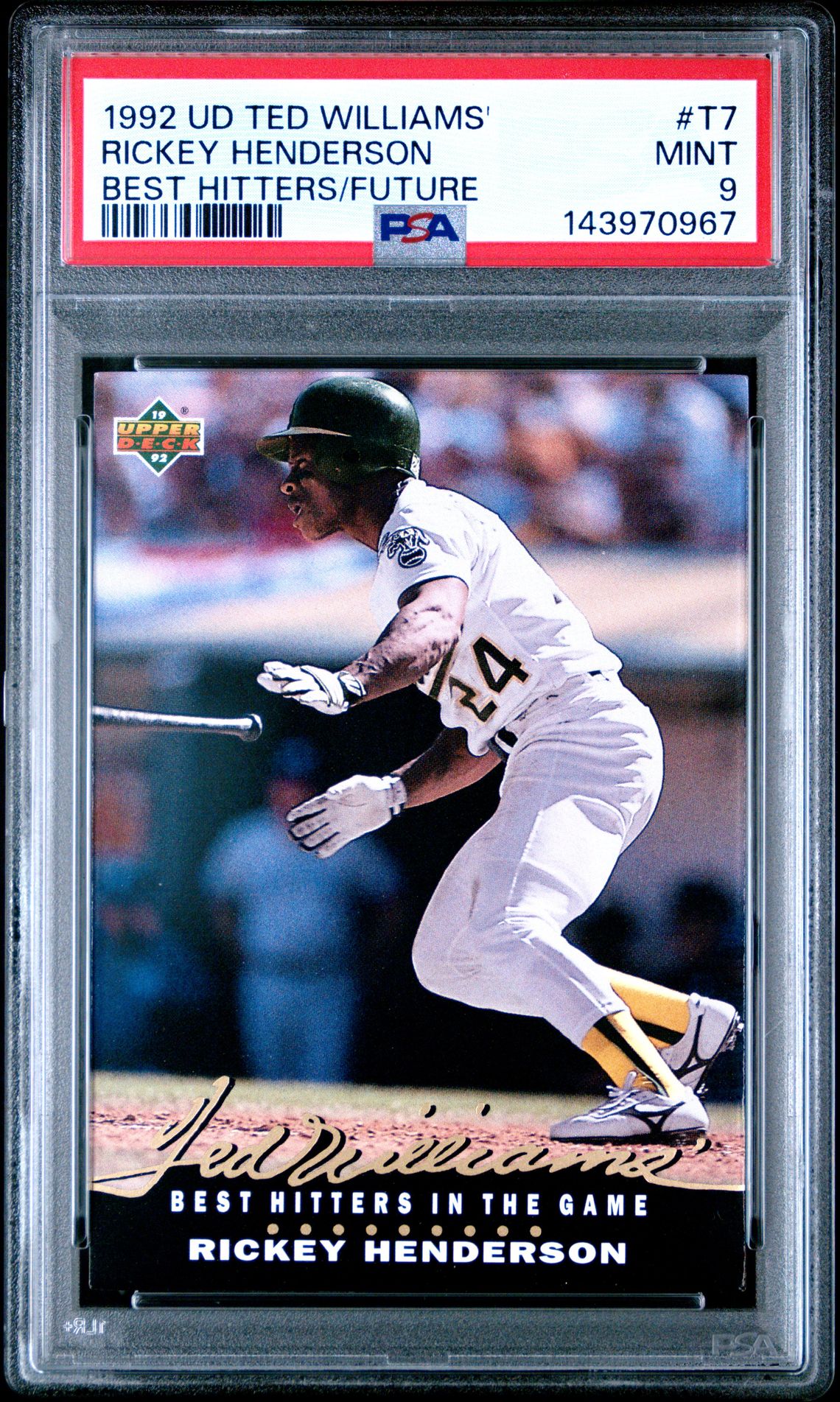 1992 Upper Deck UPPER DECK TED WILLIAMS' BEST HITTERS/FUTURE #T7 Rickey Henderson front