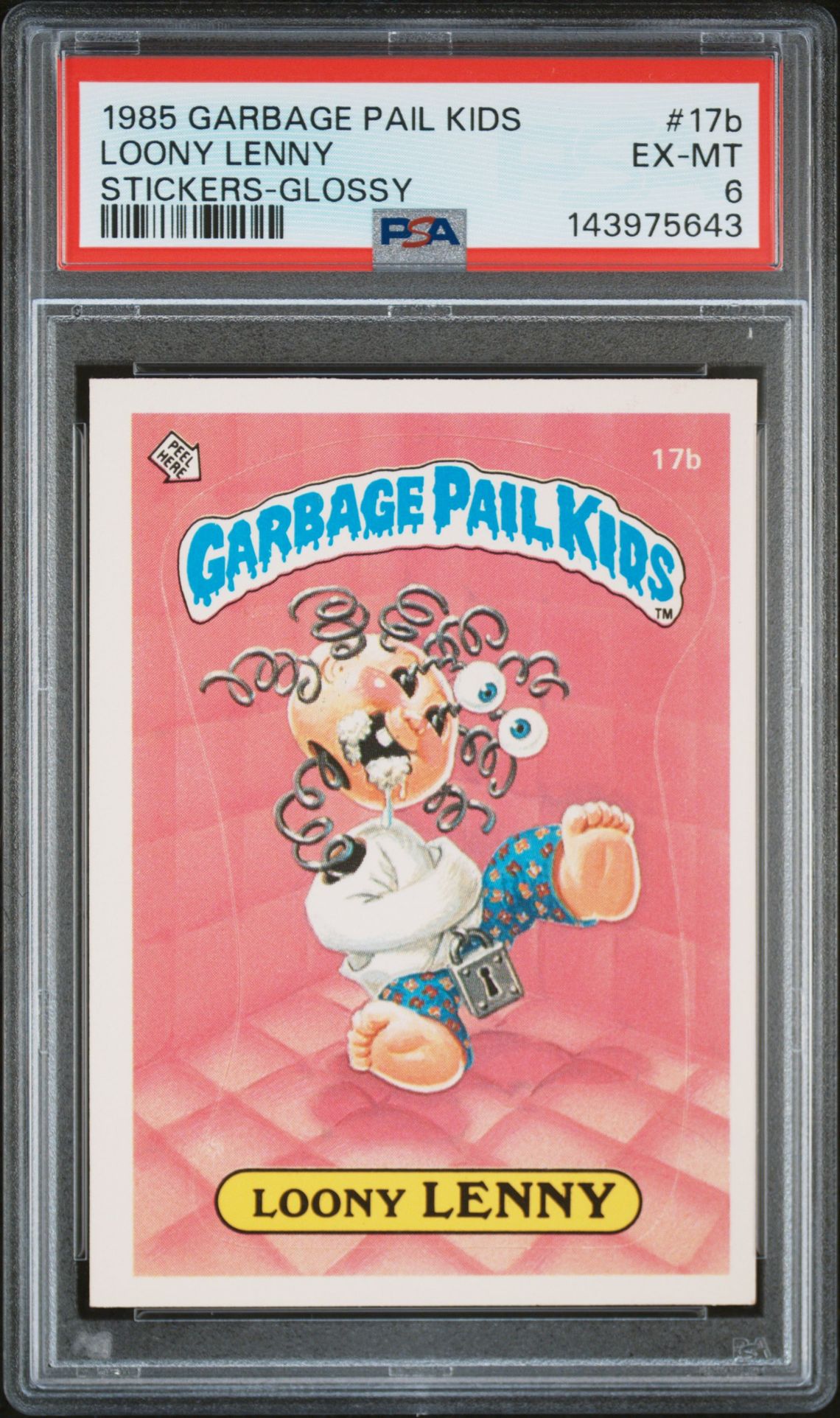 1985 Topps GARBAGE PAIL KIDS STICKERS #17B Loony Lenny front