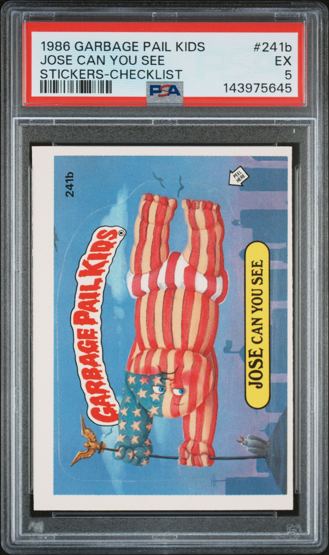 1986 Topps GARBAGE PAIL KIDS STICKERS STICKERS-CHECKLIST #241B Jose Can You See front
