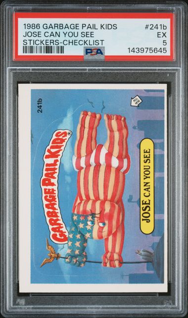 1986 Topps GARBAGE PAIL KIDS STICKERS STICKERS-CHECKLIST #241B Jose Can You See front