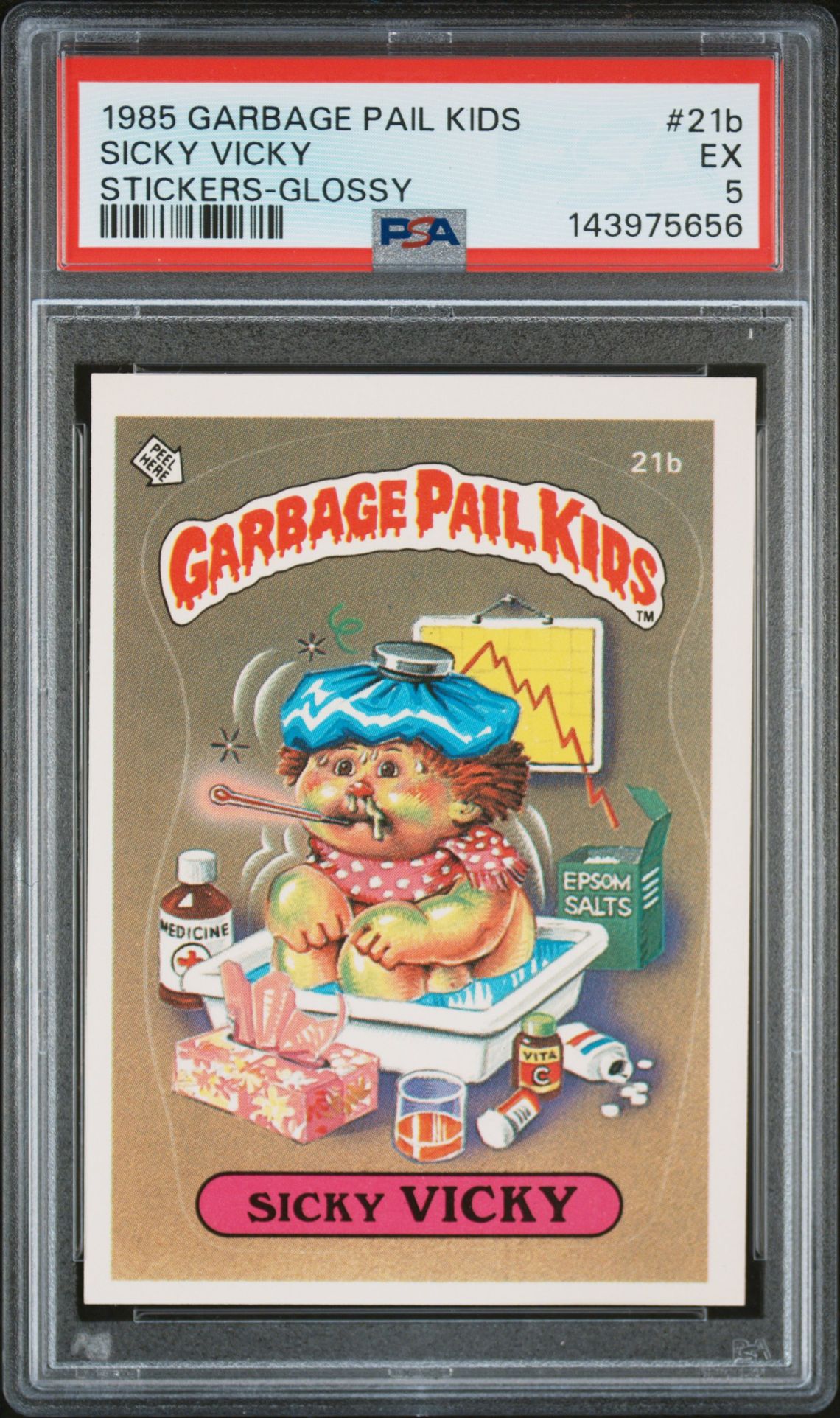 1985 Topps GARBAGE PAIL KIDS STICKERS GLOSSY #21B Sicky Vicky front