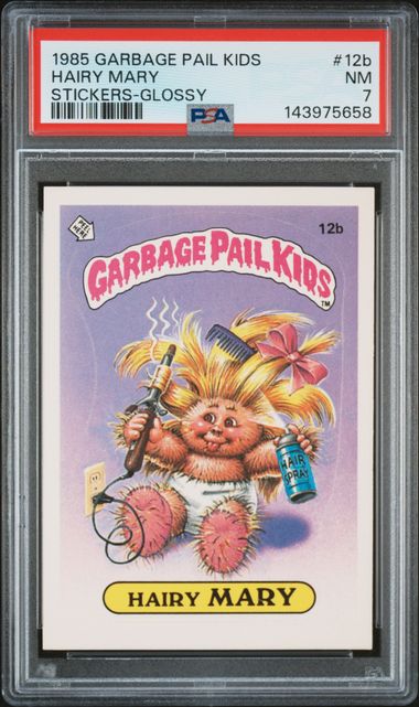 1985 Topps GARBAGE PAIL KIDS STICKERS GLOSSY #12B Hairy Mary front
