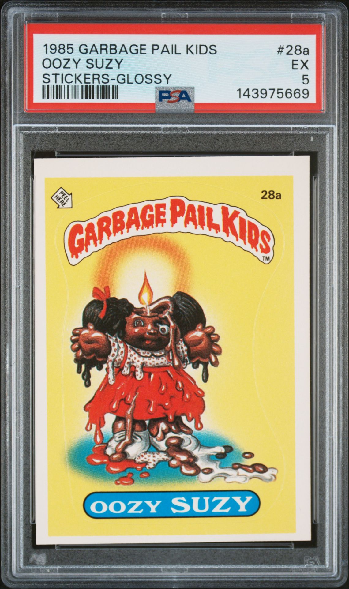 1985 Topps GARBAGE PAIL KIDS STICKERS GLOSSY #28A Oozy Suzy front