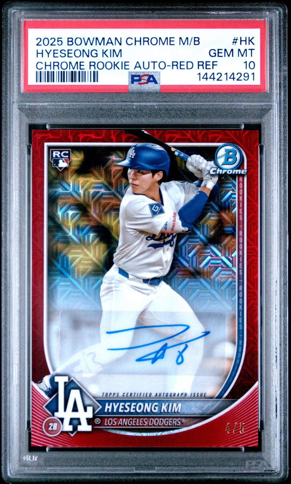 2025 Bowman BOWMAN CHROME MEGA BOX CHROME ROOKIE AUTOGRAPHS RED REF #HK Hyeseong Kim front