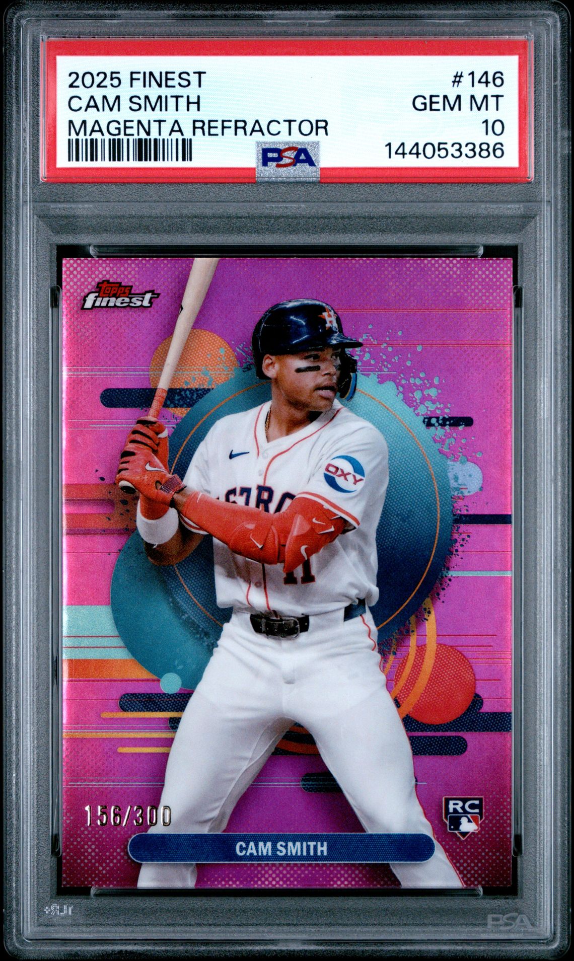 2025 Topps Finest Cam Smith #146 (Magenta Refractor) Gem Mt 10 front view - PSA graded GEM MT 10