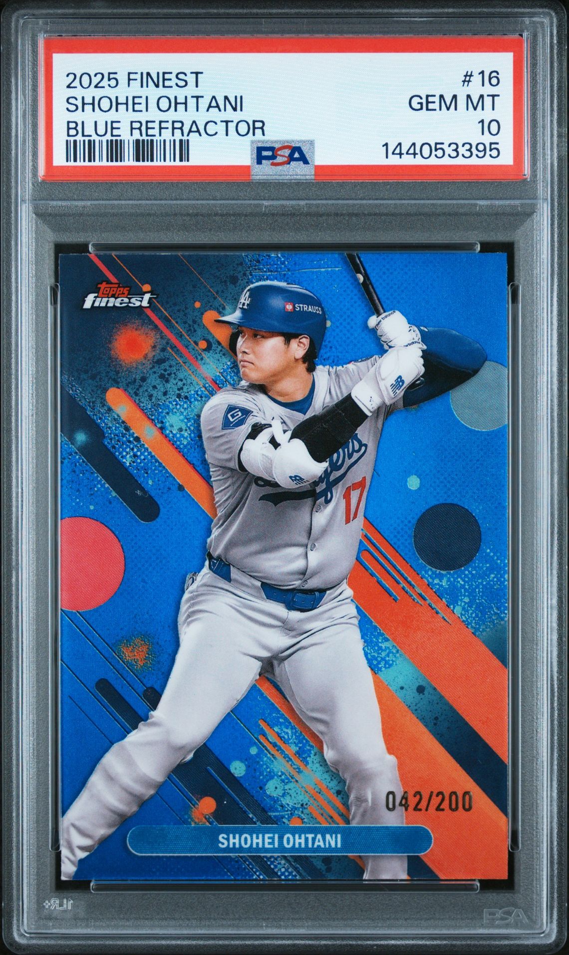 2025 TOPPS FINEST SHOHEI OHTANI BLUE REFRACTOR 16 GEM MT 10 front