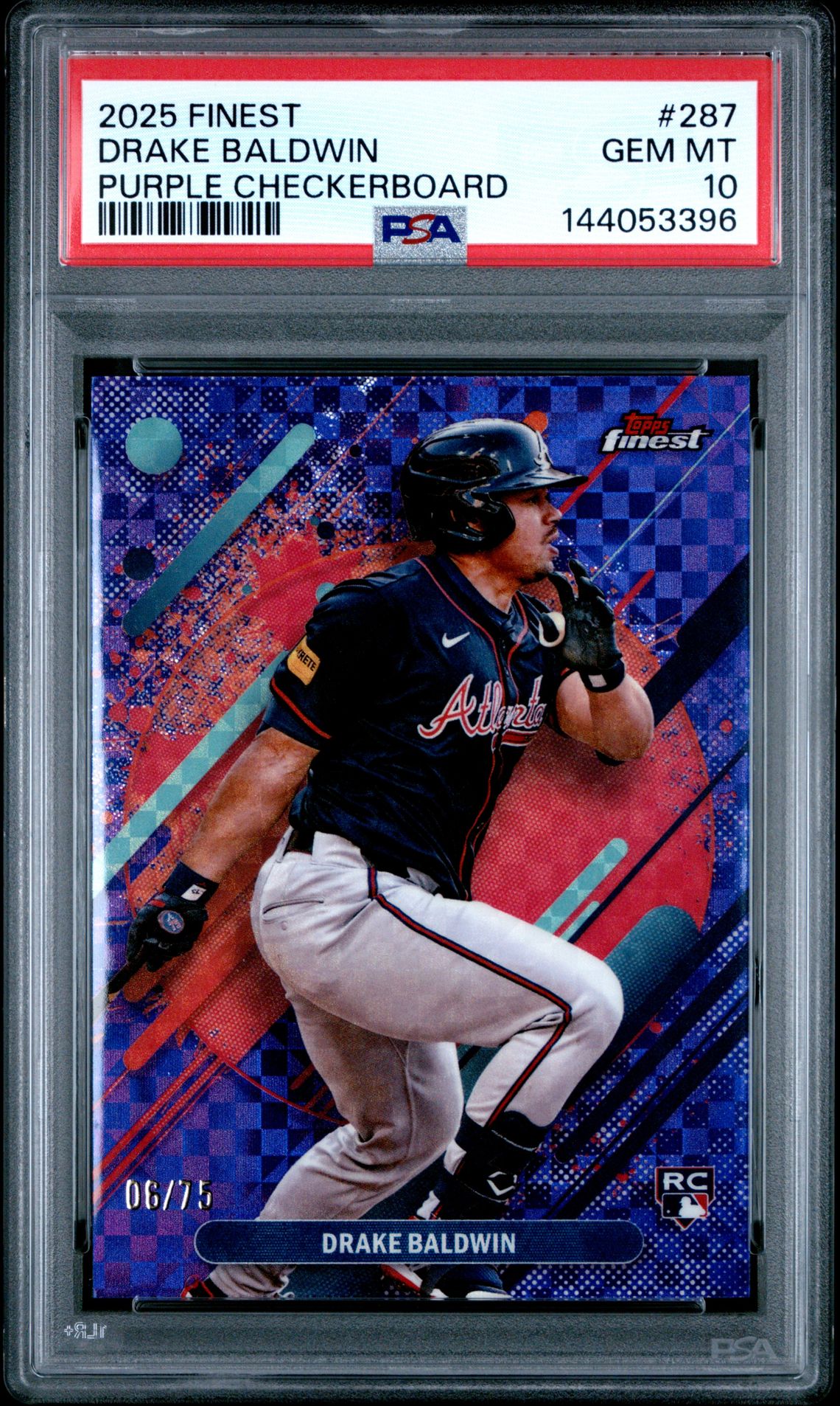 2025 Topps Finest Drake Baldwin #287 (Purple Checkerboard) Gem Mt 10 front