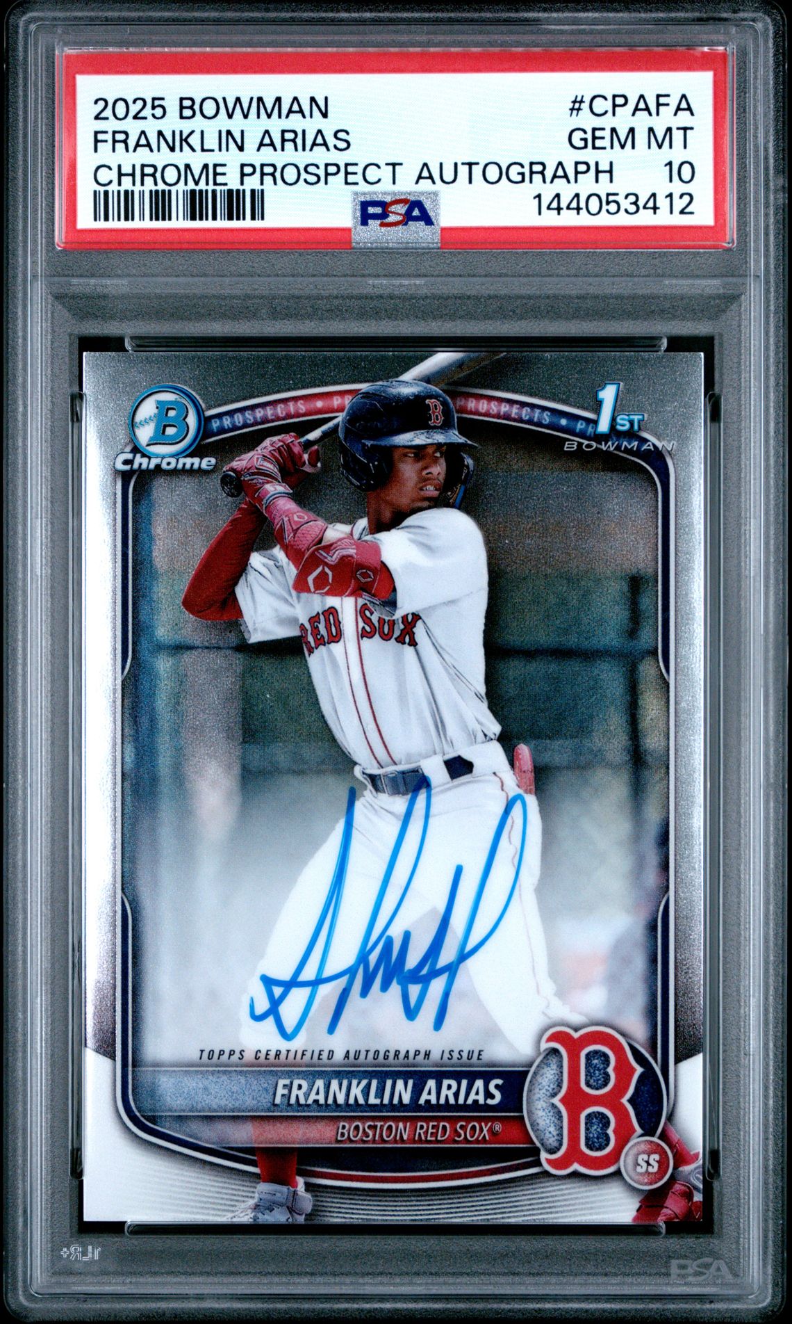 2025 BOWMAN CHROME PROSPECT AUTOGRAPHS FRANKLIN ARIAS  CPAFA GEM MT 10 front