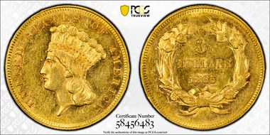 1865 $3 AU55