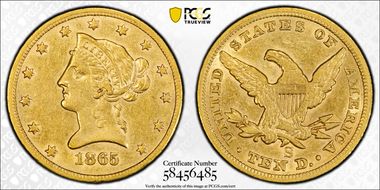 1865-S $10 AU50