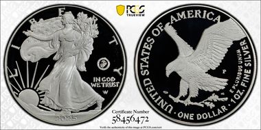 2025-P $1 Silver Eagle w/ US Marine Corps Privy 250th Anniversary PR69DCAM