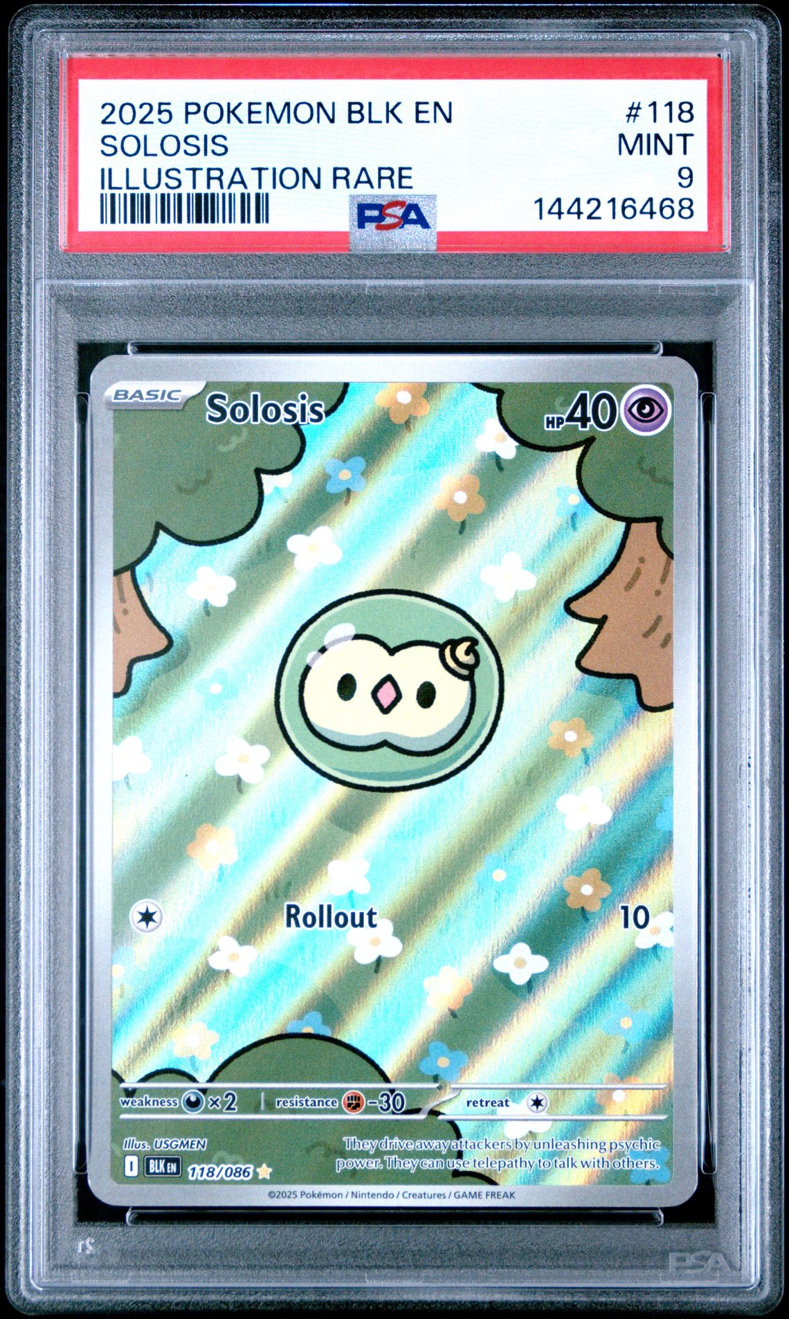 2025 Pokemon Blk En-Black Bolt Solosis #118 (Illustration Rare) Mint 9 front