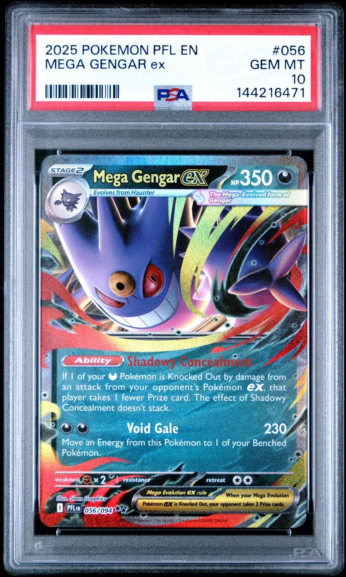 2025 Pokemon Pfl En-Phantasmal Flames Mega Gengar Ex #056 Gem Mt 10 front