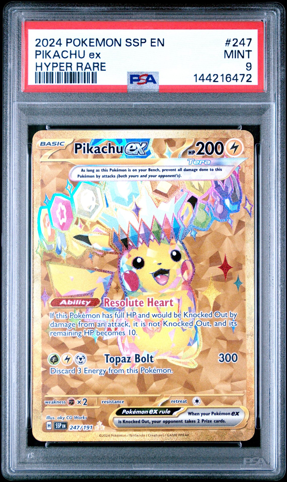 2024 Pokemon Ssp En-Surging Sparks Pikachu Ex #247 (Hyper Rare) Mint 9 front
