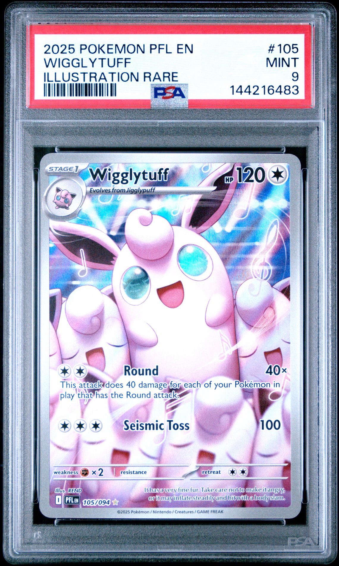 2025 Pokemon Pfl En-Phantasmal Flames Wigglytuff #105 (Illustration Rare) Mint 9 front