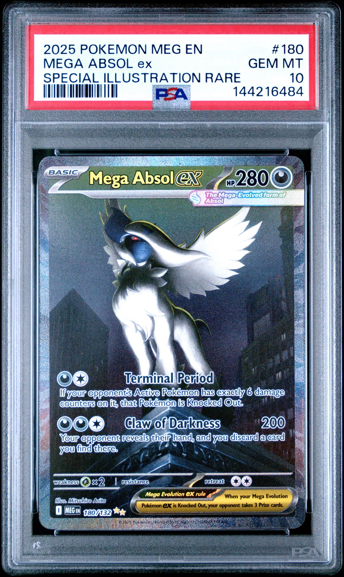 2025 Pokemon Meg En-Mega Evolution Mega Absol Ex #180 (Special Illustration Rare) Gem Mt 10 front