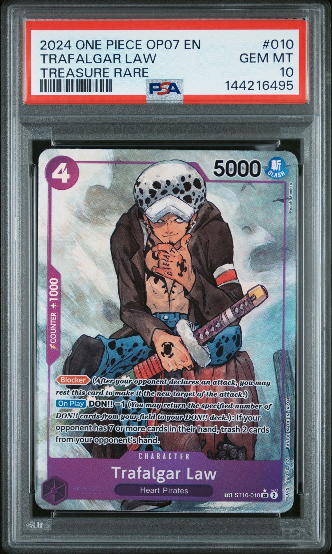 2024 One Piece Op07-500 Years In The Future Trafalgar Law #010 (Treasure Rare) Gem Mt 10 front