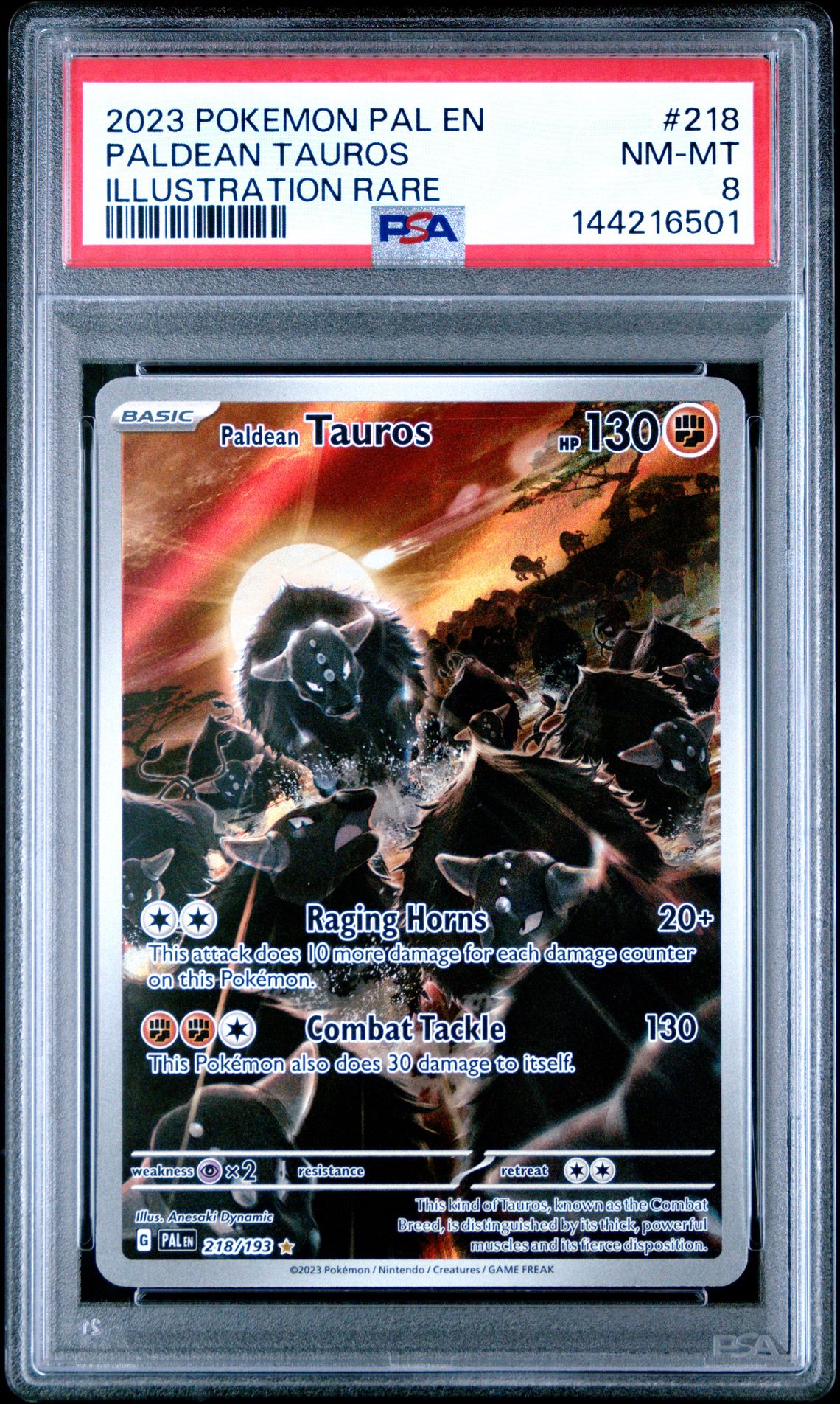 2023 Pokemon Pal En-Paldea Evolved Paldean Tauros #218 (Illustration Rare) Nm-Mt 8 front