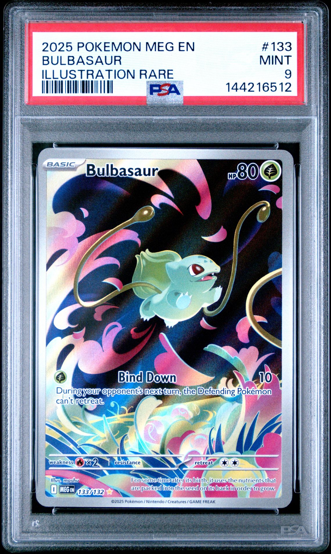 2025 Pokemon Meg En-Mega Evolution Bulbasaur #133 (Illustration Rare) Mint 9 front