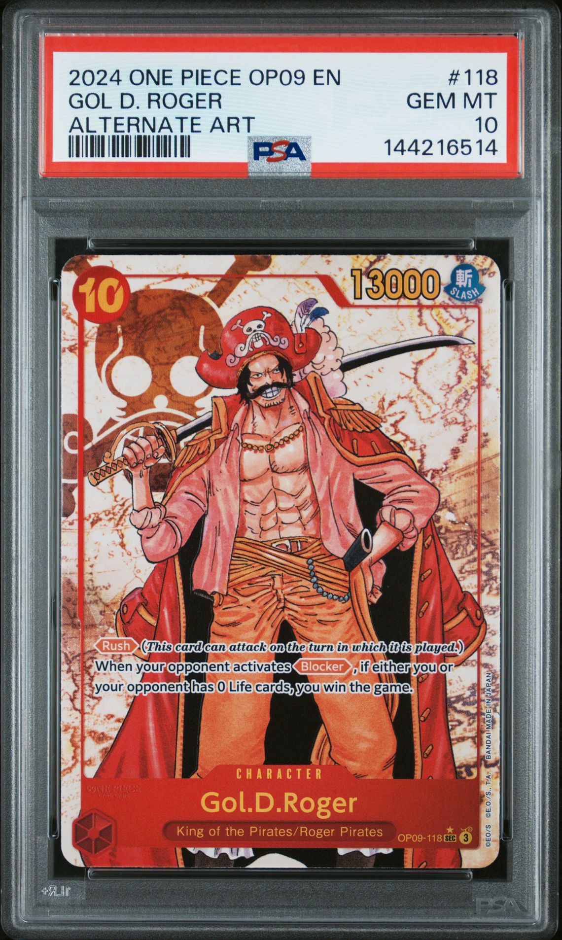 2024 One Piece Op09-Emperors In The New World Gol D. Roger #118 (Alternate Art) Gem Mt 10 front