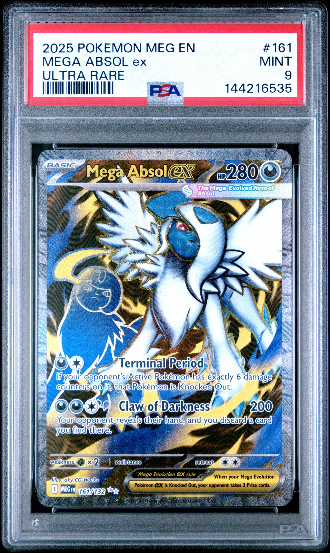2025 Pokemon Meg En-Mega Evolution Mega Absol Ex #161 (Ultra Rare) Mint 9 front