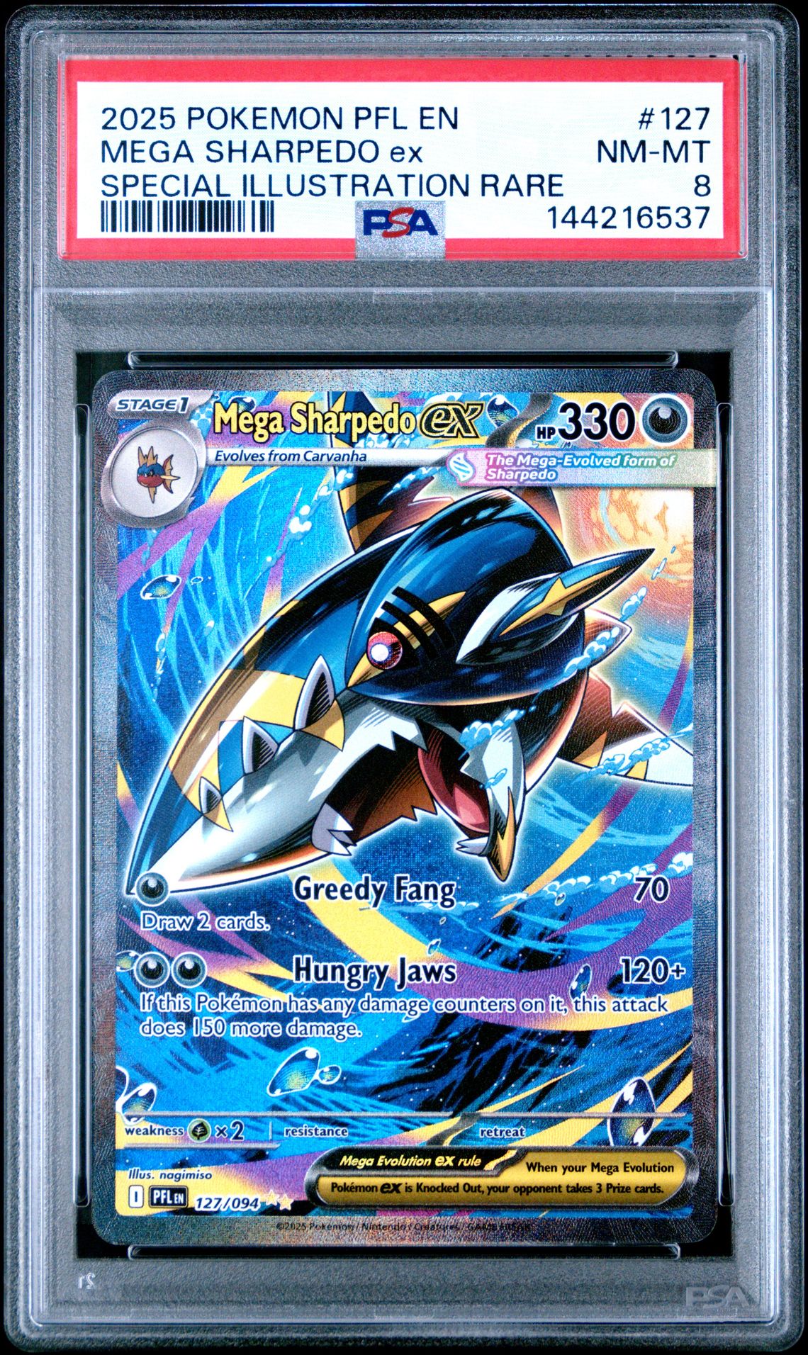 2025 Pokemon Pfl En-Phantasmal Flames Mega Sharpedo Ex #127 (Special Illustration Rare) Nm-Mt 8 front