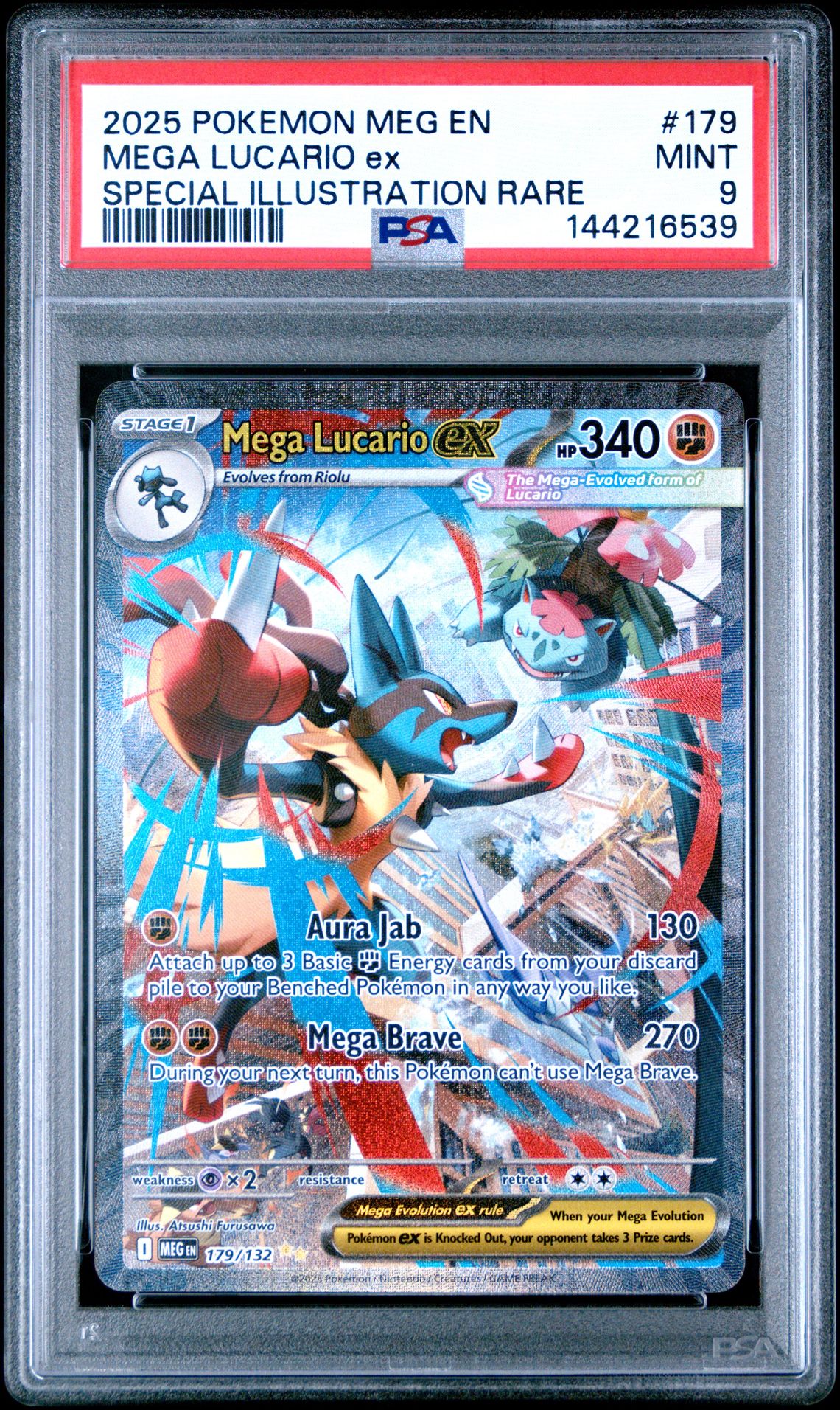 2025 Pokemon Meg En-Mega Evolution Mega Lucario Ex #179 (Special Illustration Rare) Mint 9 front