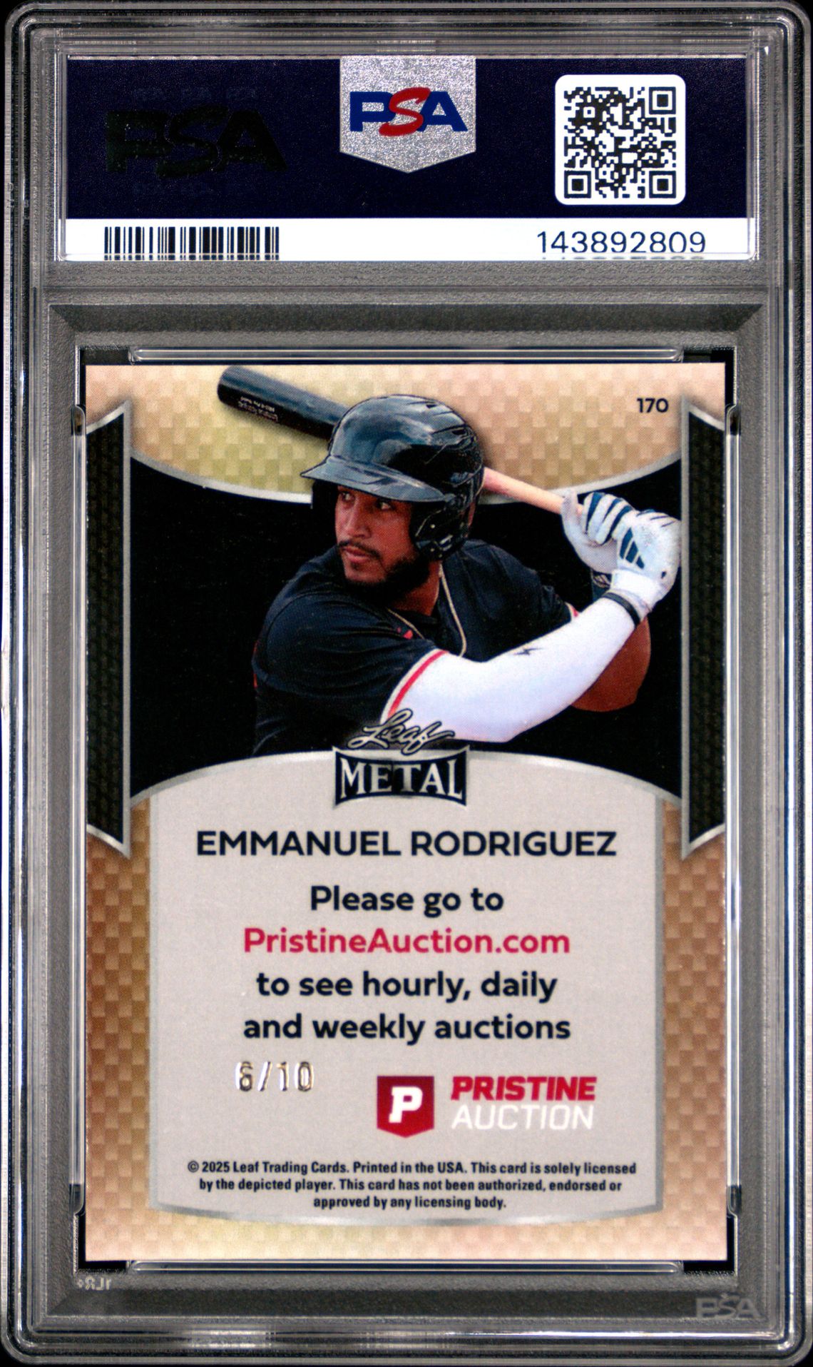 2025 Leaf Metal Pristine Auction Collection Emmanuel Rodriguez #170 (Prismatic Green) Nm-Mt 8 back