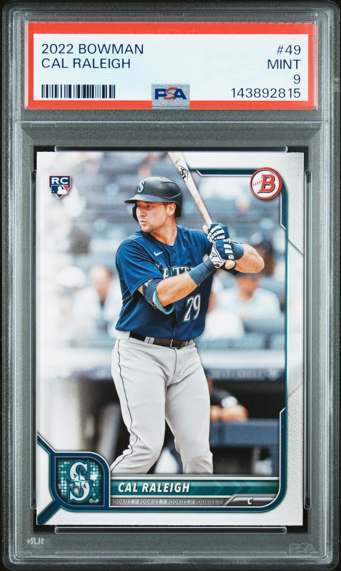 2022 Bowman Cal Raleigh #49 Mint 9 front