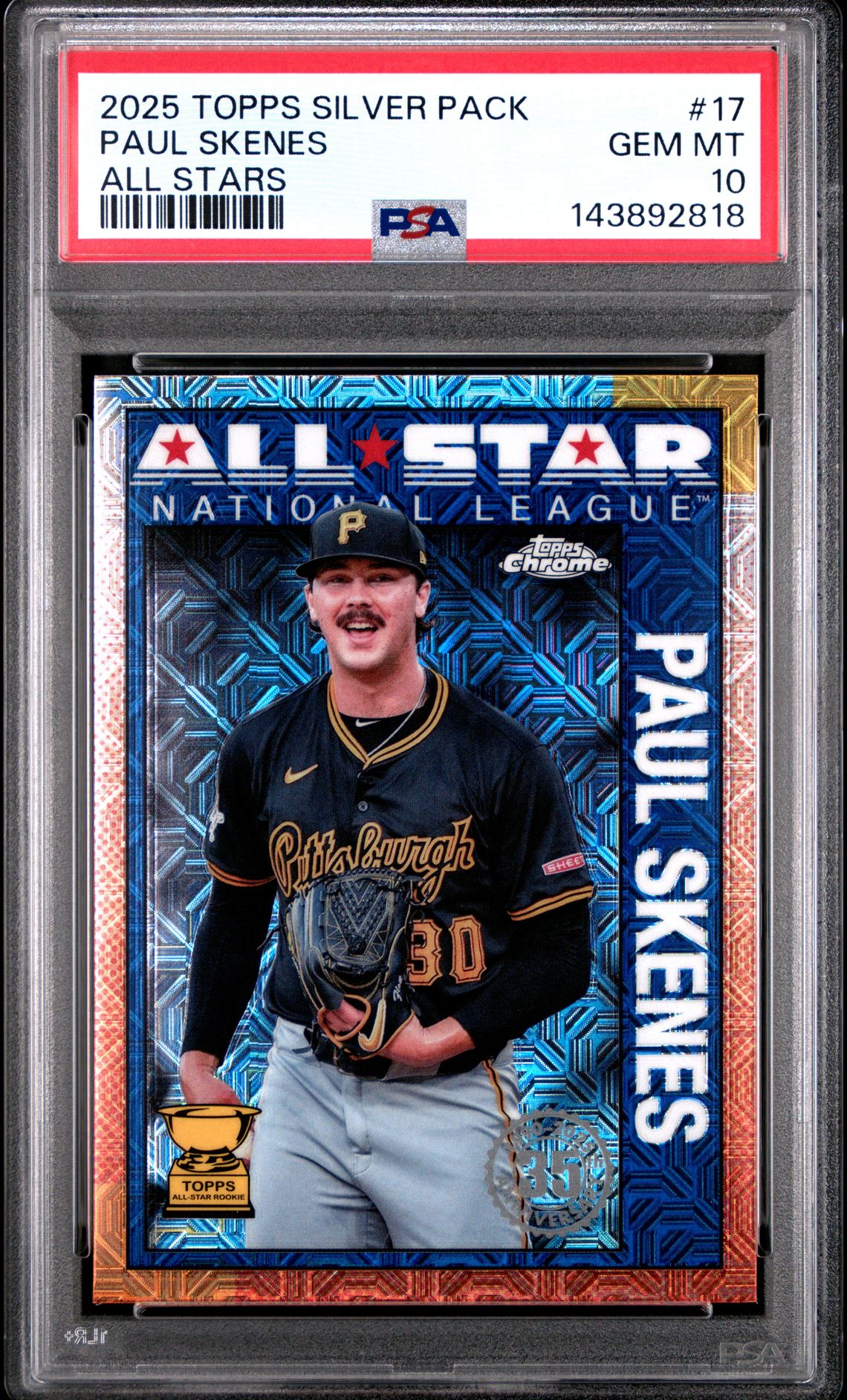 2025 Topps Silver Pack 1990 Chrome All Stars Paul Skenes #17 Gem Mt 10 front