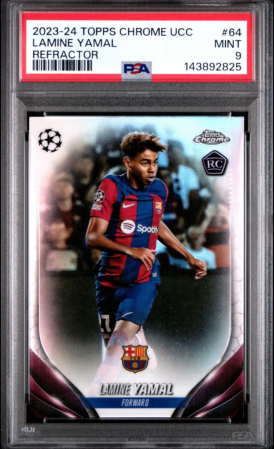 2023-24 Topps Chrome Uefa Club Competitions Lamine Yamal #64 (Refractor) Mint 9 front