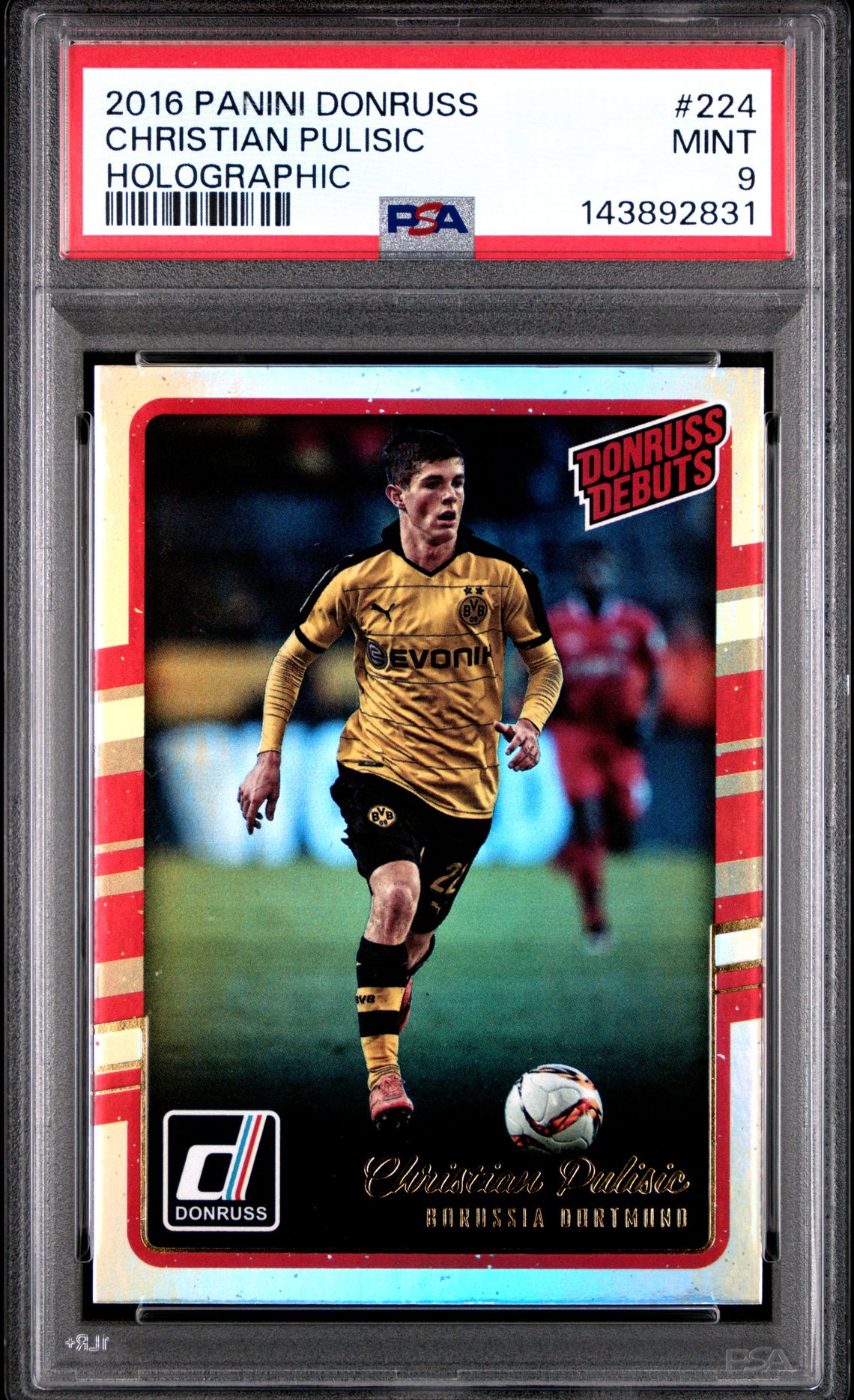 2016 Panini Donruss Christian Pulisic #224 (Holographic) Mint 9 front