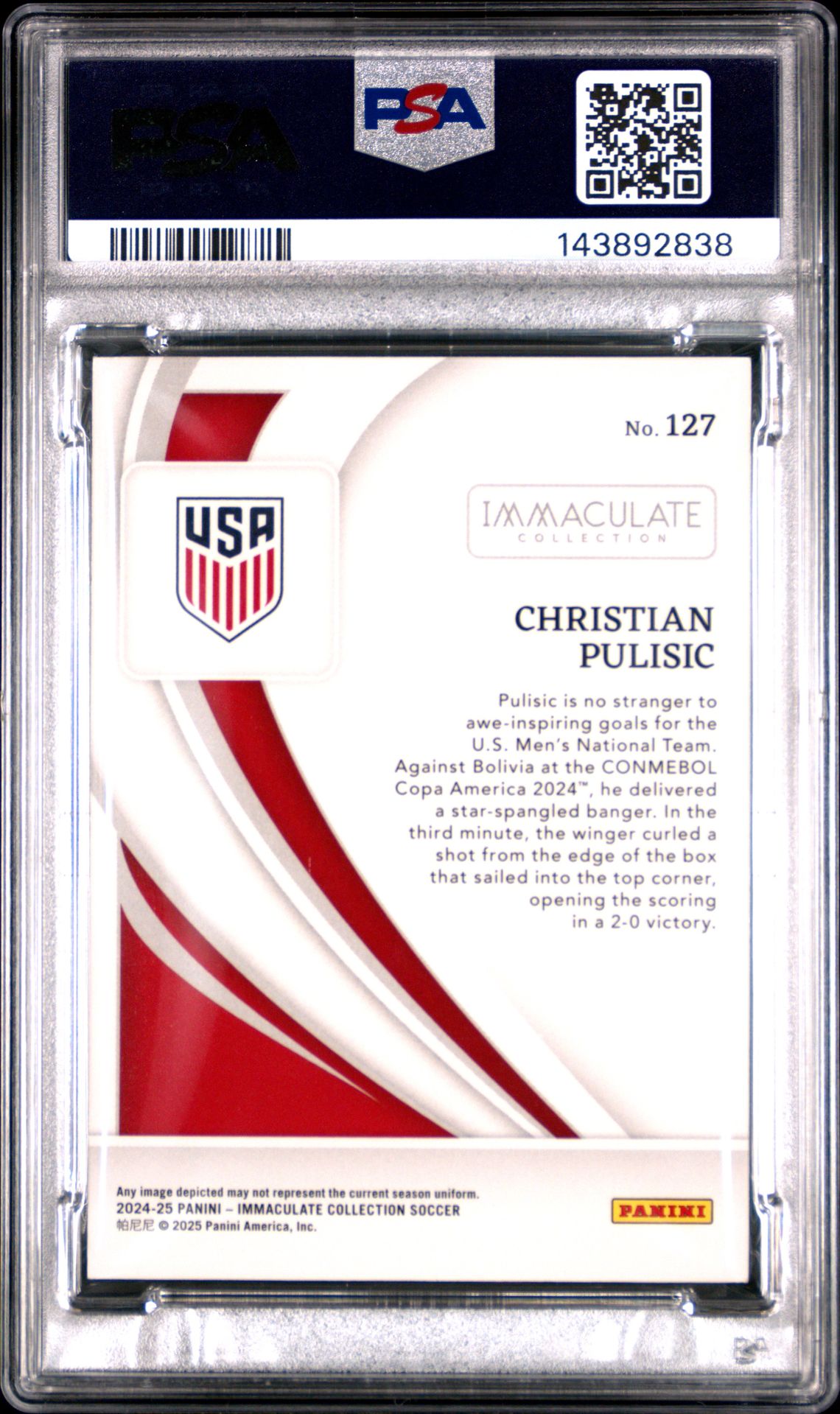2024-25 Panini Immaculate Collection Christian Pulisic #127 Nm-Mt 8 back