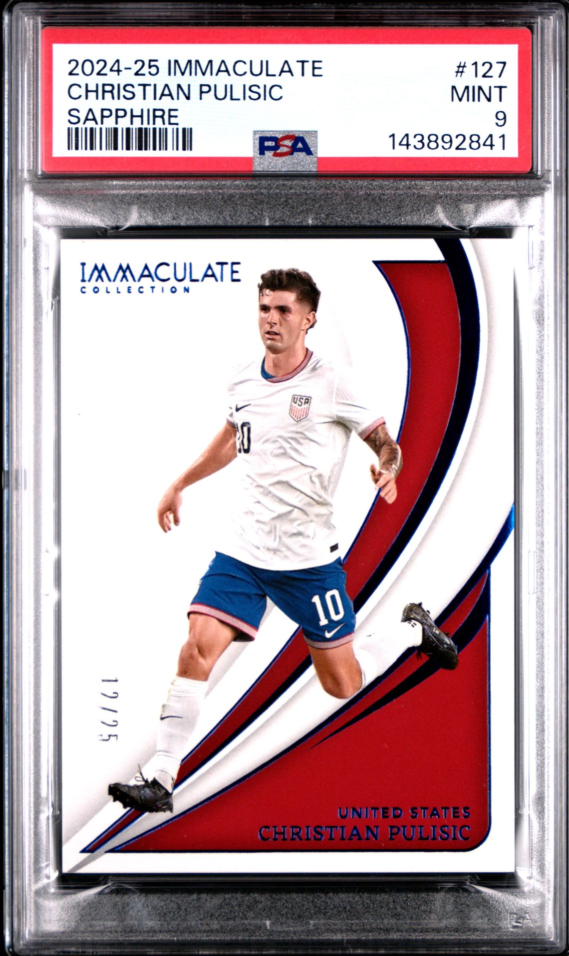 2024-25 Panini Immaculate Collection Christian Pulisic #127 (Sapphire) Mint 9 front